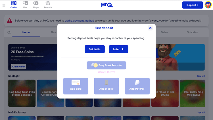mrq casino first deposit
