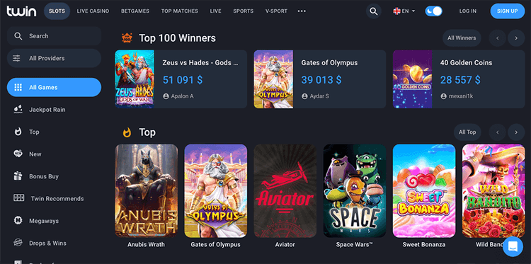 twin casino top winners