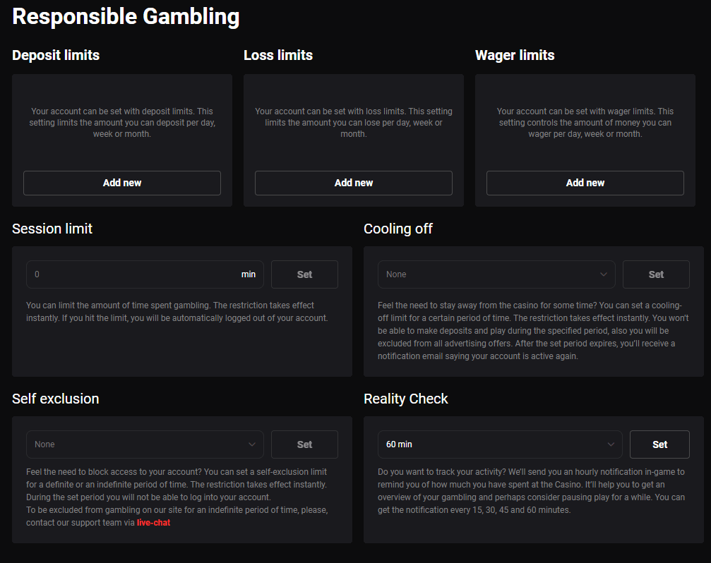 n1 casino - responsible gaming