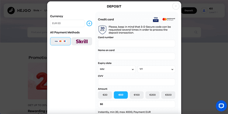 hejgo casino deposit
