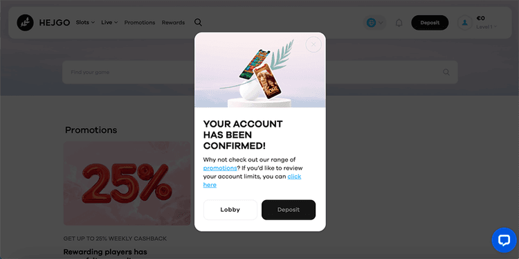 hejgo casino signup account