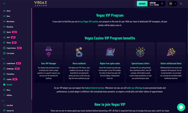 VIPprogram Vegaz