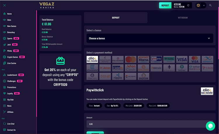depositmethods vegaz