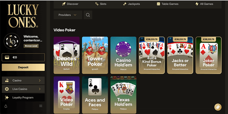 Lucky Ones Popular Table Games