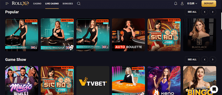 RollXO Live Casino Overview