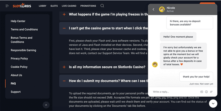 SlotLords Casinobouns review