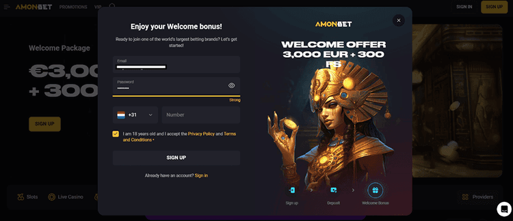 amonbet signup process