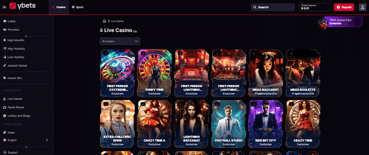 ybets Live Casino