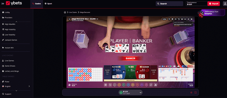 ybets Live Casino