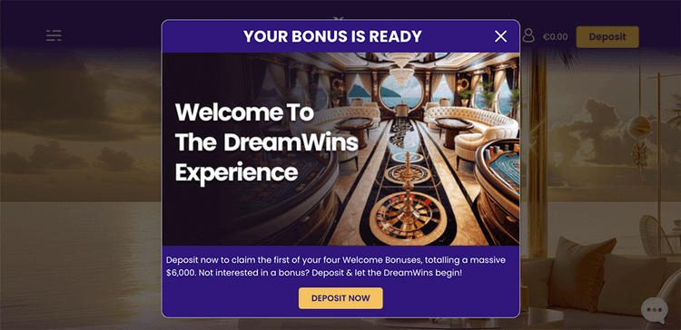 DreamWins Casino claim bonus