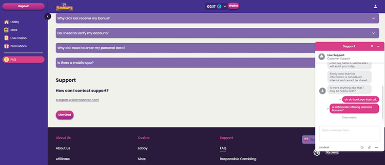 Slotmaster support