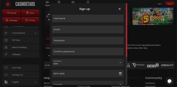 casinostars Sign up