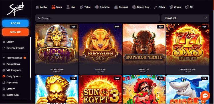 Spinch Casino Popular Slots