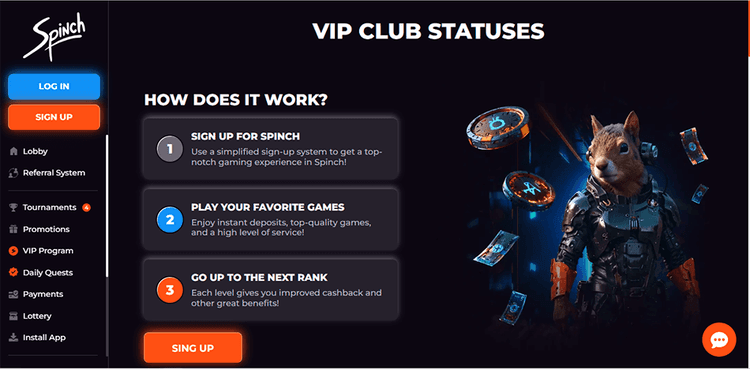 Spinch Casino VIP club