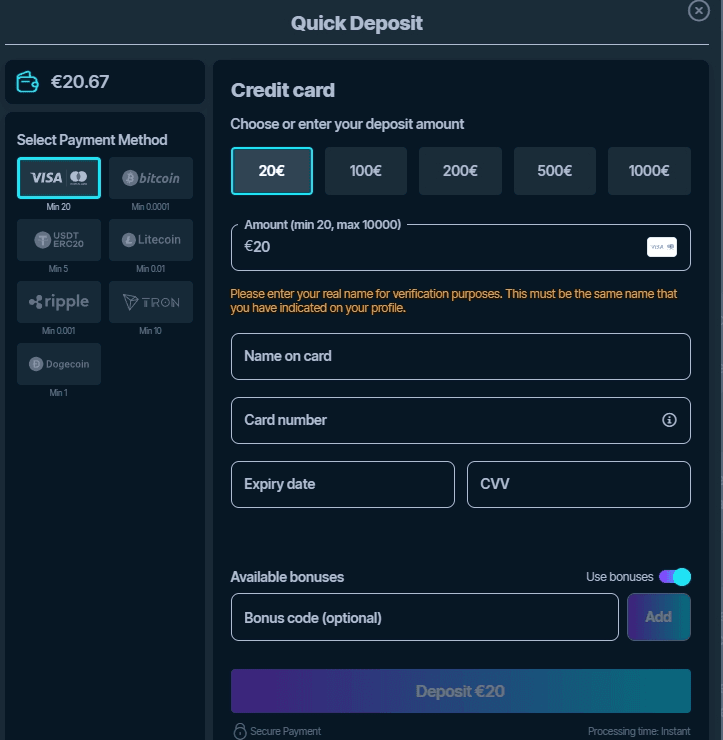 lucky max deposit