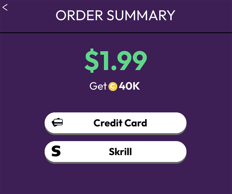social casino order summary
