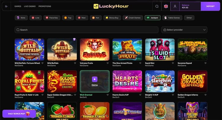 LuckyHour Casino Jackpot Games