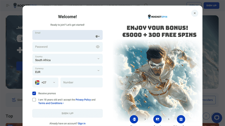 RocketSpin Casino bonus