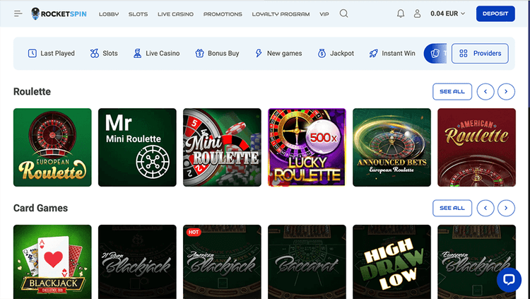 RocketSpin Casino roulette