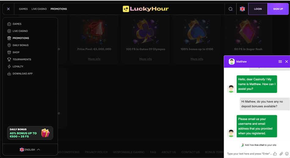 luckyhour No Deposit Bonus