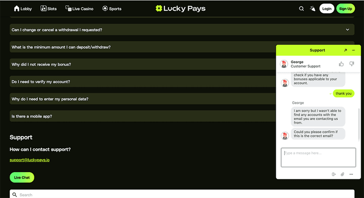 luckypays faqs