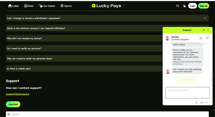 luckypays faws