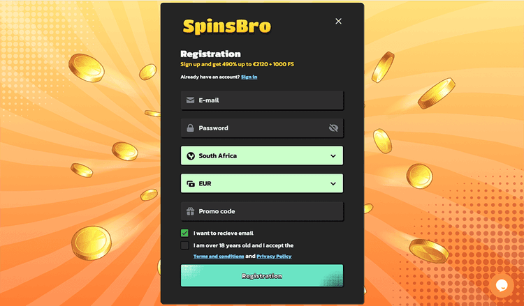 spinsbro Fill in your details