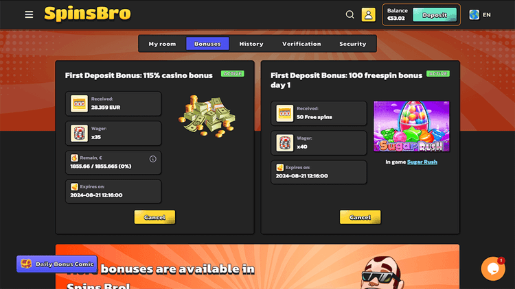spinsbro First Deposit Bonus