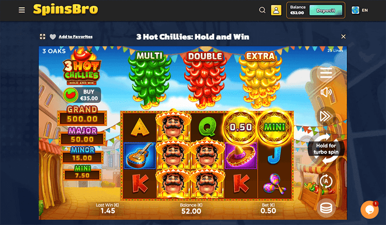 spinsbro Hot Chillies Hold and Win