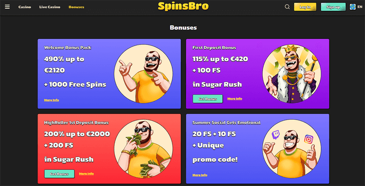 spinsbro bonuses