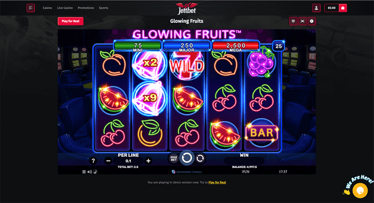 JettBet Casino glowing