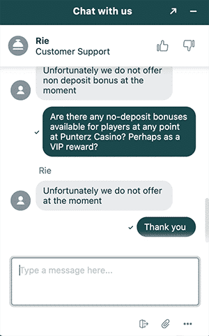 Punterz Casino chat support