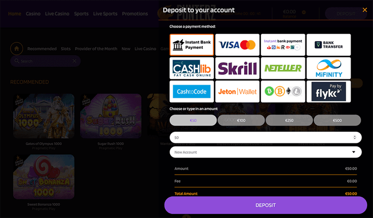 Punterz Casino deposit