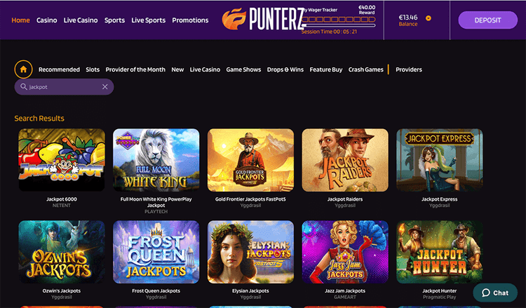 Punterz Casino jackpot results