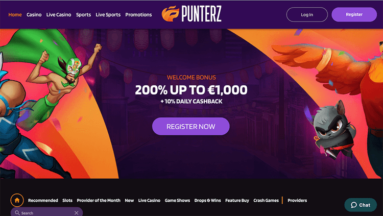 Punterz Casino welcome bonus