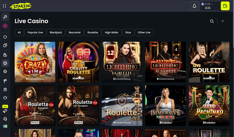 starzino casino live casino
