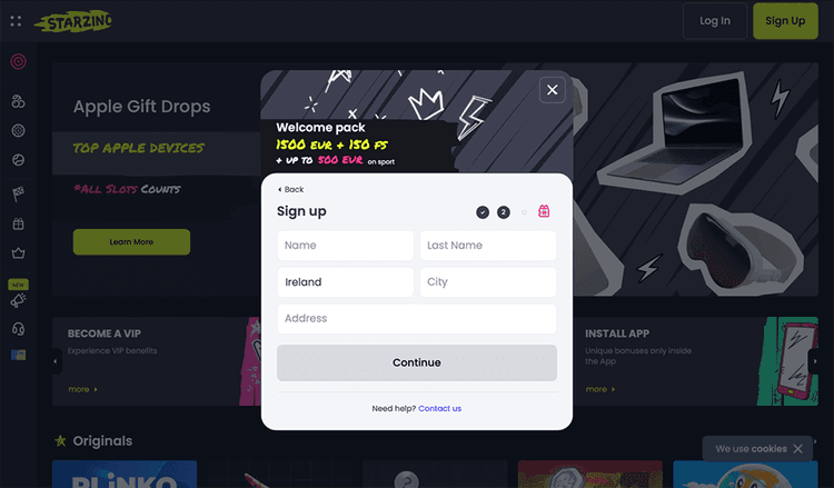 starzino casino signup