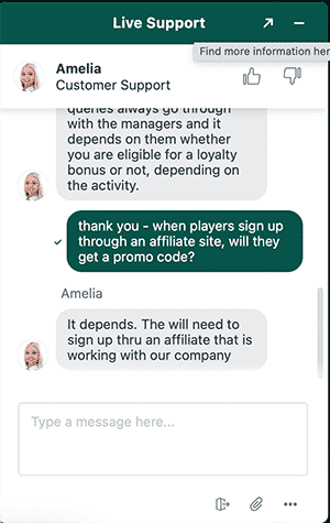 Cashed Casino chatsupport