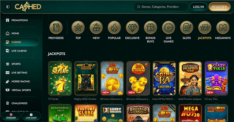 Cashed Casino jackpots
