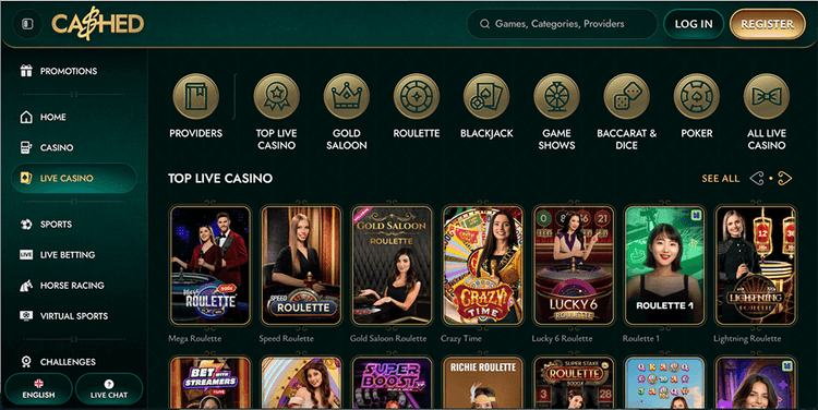 Cashed Casino top live casino