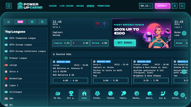 PowerUp Casino top leagues