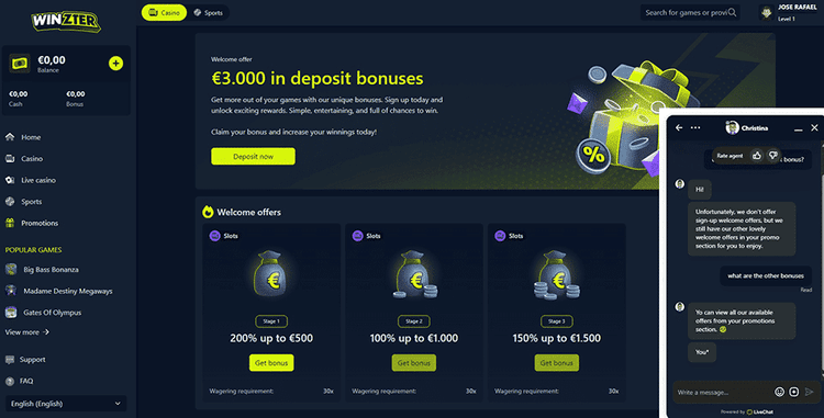 Winzter deposit bonus