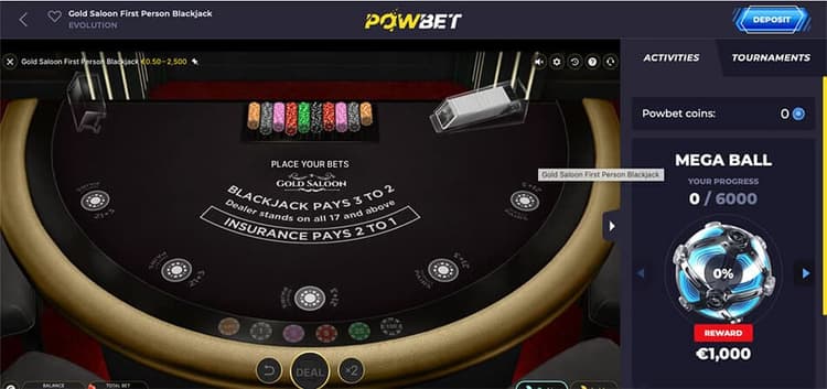 powbet casino backjack