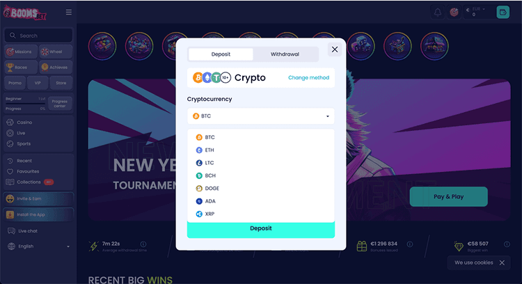 Booms bet crypto