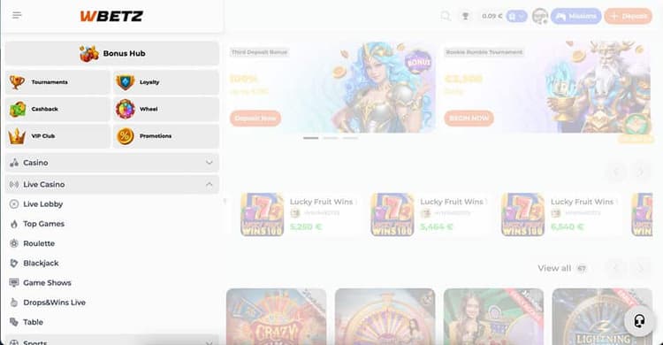 Wbetz Casino bonus hub