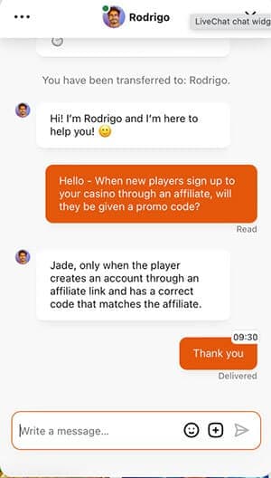 Wbetz Casino chat support