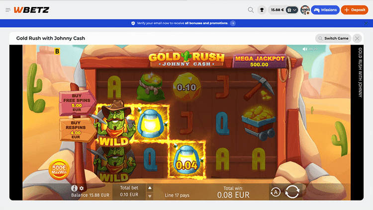 Wbetz Casino gold rush