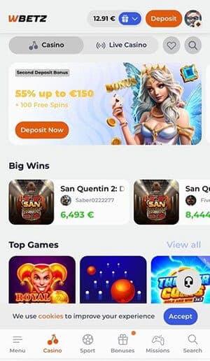 Wbetz Casino mobile