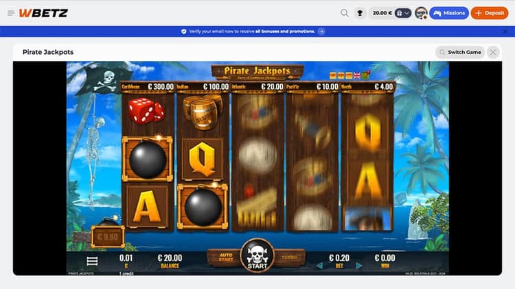 Wbetz Casino pirate jackpot
