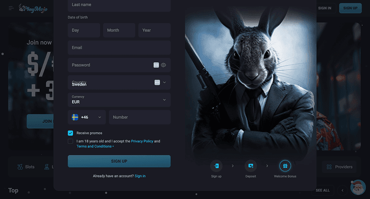PlayMojo signup